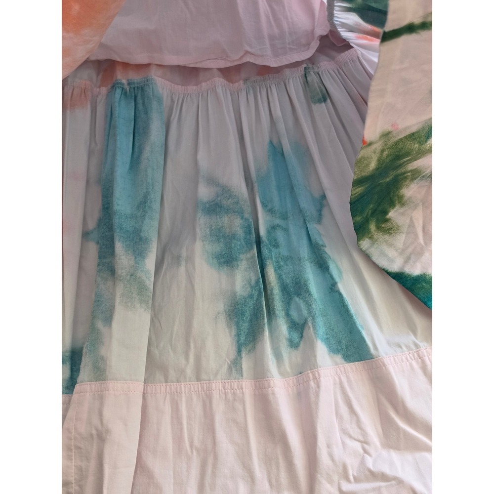 Tanya Taylor Pink Abstract Tie Dye Smocked Tiered Midi Dress Womens 2 - Picture 11 of 16